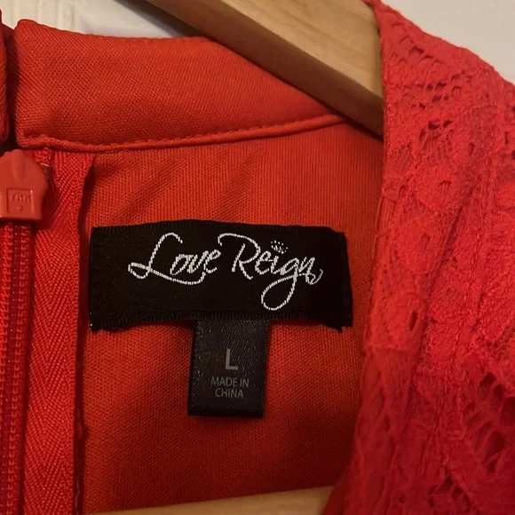 Love Reign Fire Red Lace Romper Large - Picture 3 of 5